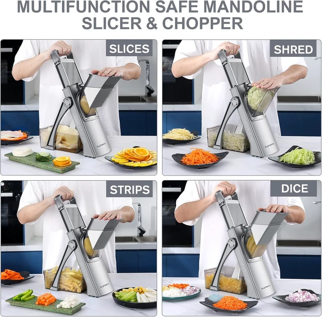 Alt view image 3 of 7 - Safer Mandoline Slicer for Kitchen, Vegetable Slicer & Chopper