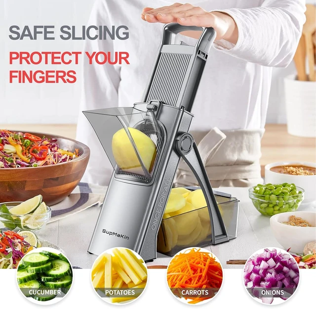 Alt view image 6 of 7 - Safer Mandoline Slicer for Kitchen, Vegetable Slicer & Chopper