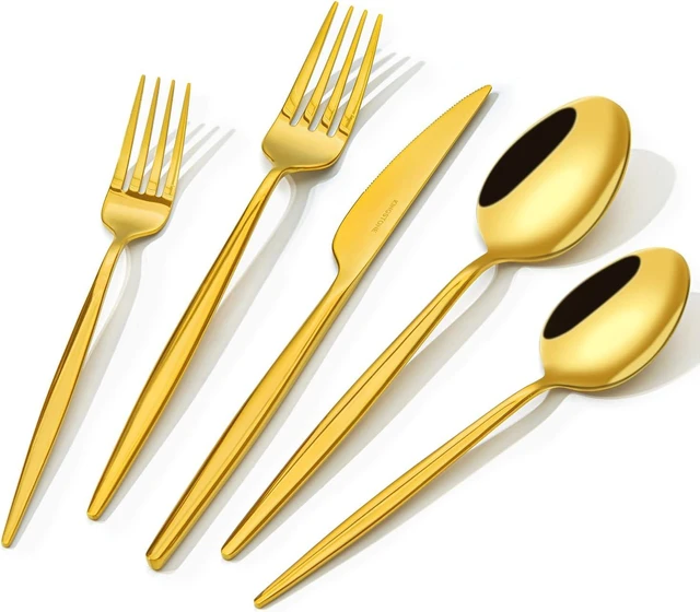 Main image of 18/10 Silverware Set for 4, 20 Piece Gold Stainless Steel Flatware Cutlery
