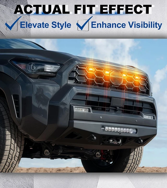 Alt view image 4 of 7 - Grill Lights for 4Runner 2025-2026 Raptor Light TRD Sport Off Road, Amber