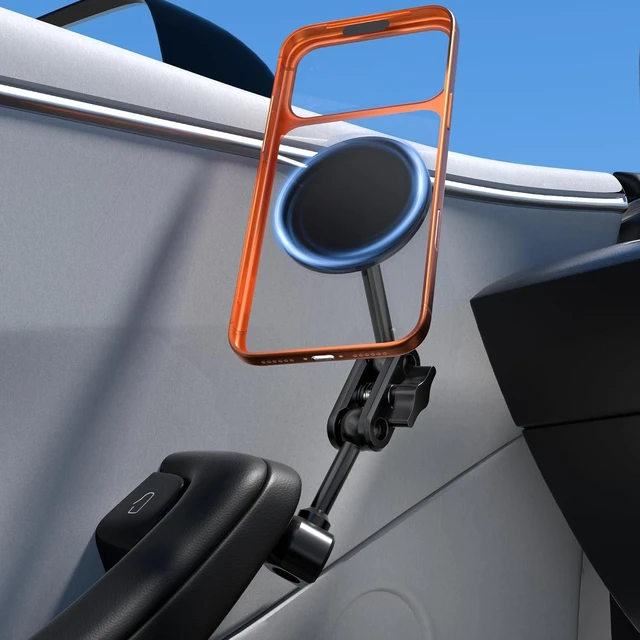 Main image of Magnetic Door Phone Mount for Tesla Model 3/Y 2021-2026, MagSafe Compatible Aluminum Alloy Phone Holder, 4D Adjustable, Strong Magnets, Factory Hole Install, No Drill, Includes Metal Ring