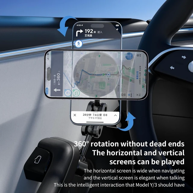 Alt view image 4 of 7 - Magnetic Door Phone Mount for Tesla Model 3/Y 2021-2026, MagSafe Compatible Aluminum Alloy Phone Holder, 4D Adjustable, Strong Magnets, Factory Hole Install, No Drill, Includes Metal Ring