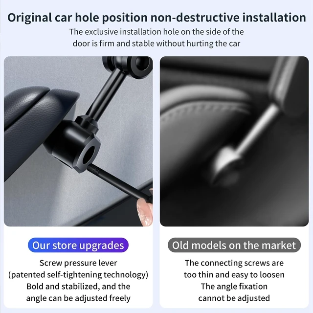 Alt view image 7 of 7 - Magnetic Door Phone Mount for Tesla Model 3/Y 2021-2026, MagSafe Compatible Aluminum Alloy Phone Holder, 4D Adjustable, Strong Magnets, Factory Hole Install, No Drill, Includes Metal Ring
