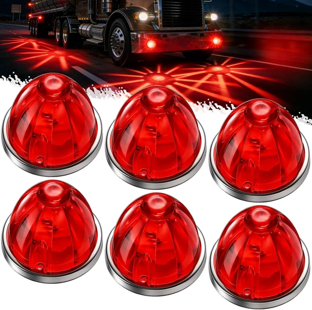 Alt view image 7 of 7 - Red Watermelon Lights for Semi Truck, Steady & Warning Modes for Tail Top