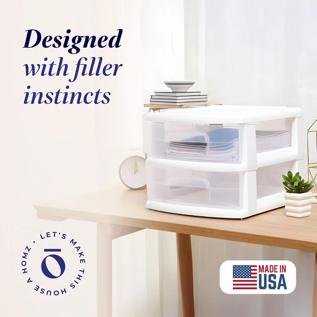 Alt view image 4 of 7 - 2 Drawer Storage Cart, Wide Plastic Container, White Frame, 2 Pack