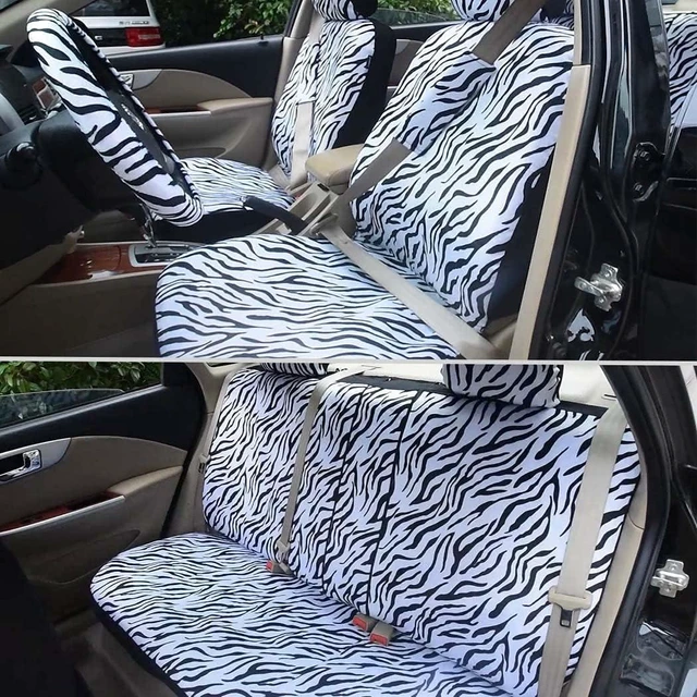 Alt view image 2 of 5 - Car Seat Covers for Full Set with 2 Seat Belt Pads & Universal 15 Inch Steering Wheel Cover Fit for Cars, Trucks, SUV, or Van