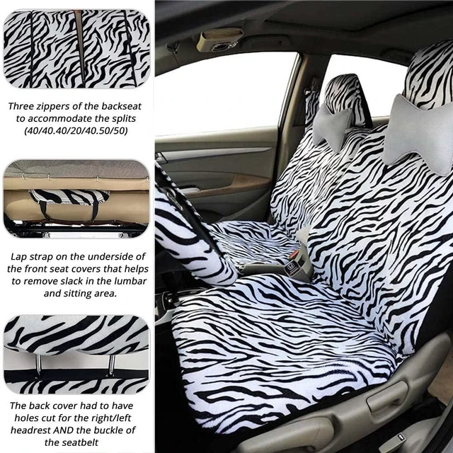 Alt view image 3 of 5 - Car Seat Covers for Full Set with 2 Seat Belt Pads & Universal 15 Inch Steering Wheel Cover Fit for Cars, Trucks, SUV, or Van