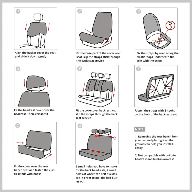 Alt view image 5 of 5 - Car Seat Covers for Full Set with 2 Seat Belt Pads & Universal 15 Inch Steering Wheel Cover Fit for Cars, Trucks, SUV, or Van