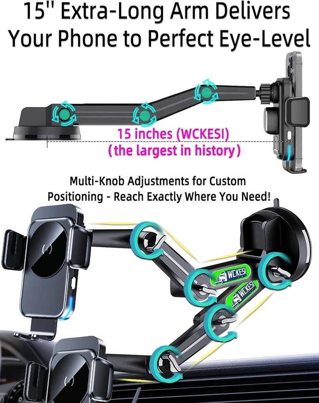 Alt view image 4 of 6 - Wireless Car Charger Phone Mount Holder for Truck, 15-Inch Long Arm