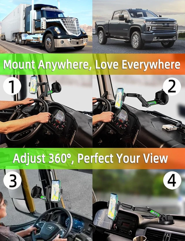 Alt view image 3 of 6 - Wireless Car Charger Phone Mount Holder for Truck, 15-Inch Long Arm