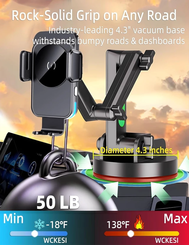 Alt view image 5 of 6 - Wireless Car Charger Phone Mount Holder for Truck, 15-Inch Long Arm