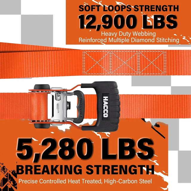 Alt view image 5 of 7 - 1.6in Heavy Duty Ratchet Tie Down Straps 4PK for UTV Truck