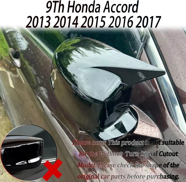 Alt view image 3 of 7 - Side Mirror Cover,for 9TH Honda Accord 2013 2014 2015 2016 2017, Bright Black Side Rear Mirror Covers Body Kit Accessories for CarsDesigned for Models with Turn Signals