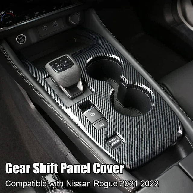 Alt view image 2 of 7 - Carbon Fibre Style Car Gear Shift Knob Console Panel Cover Central Consoles Shift Boots Knobs Frame Interior Trim for Nissan Rogue 2021 2022 2023 2024 2025 2026-without Media Drive Control Knob