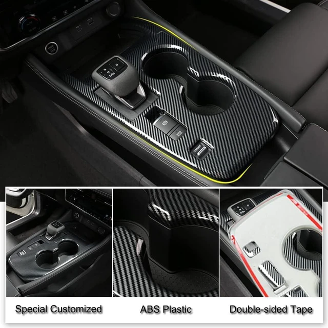 Alt view image 3 of 7 - Carbon Fibre Style Car Gear Shift Knob Console Panel Cover Central Consoles Shift Boots Knobs Frame Interior Trim for Nissan Rogue 2021 2022 2023 2024 2025 2026-without Media Drive Control Knob