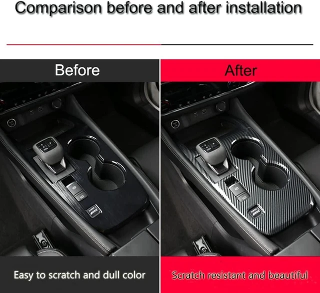 Alt view image 4 of 7 - Carbon Fibre Style Car Gear Shift Knob Console Panel Cover Central Consoles Shift Boots Knobs Frame Interior Trim for Nissan Rogue 2021 2022 2023 2024 2025 2026-without Media Drive Control Knob