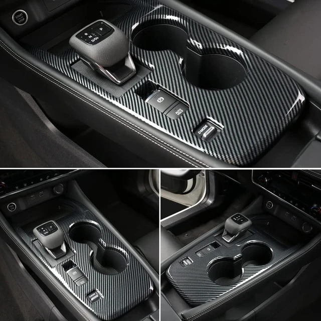 Alt view image 7 of 7 - Carbon Fibre Style Car Gear Shift Knob Console Panel Cover Central Consoles Shift Boots Knobs Frame Interior Trim for Nissan Rogue 2021 2022 2023 2024 2025 2026-without Media Drive Control Knob