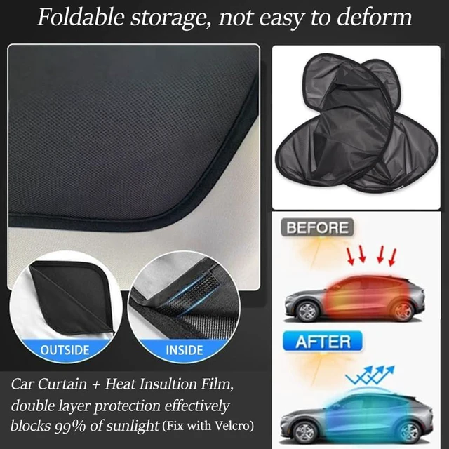 Alt view image 4 of 7 - for Ford Mustang 2021 2022 2023 2024 2025 Mach E Sunshade, Mach-E Accessories,Foldable Glass Roof Sunshade with Sunroof Reflective Covers,Blocks 99% UV Rays and Keep Cool(Black)