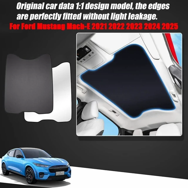Alt view image 5 of 7 - for Ford Mustang 2021 2022 2023 2024 2025 Mach E Sunshade, Mach-E Accessories,Foldable Glass Roof Sunshade with Sunroof Reflective Covers,Blocks 99% UV Rays and Keep Cool(Black)