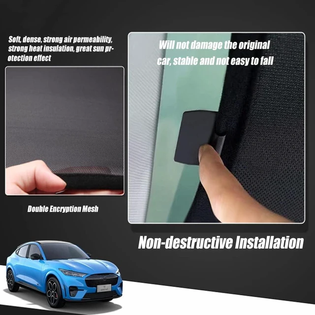 Alt view image 6 of 7 - for Ford Mustang 2021 2022 2023 2024 2025 Mach E Sunshade, Mach-E Accessories,Foldable Glass Roof Sunshade with Sunroof Reflective Covers,Blocks 99% UV Rays and Keep Cool(Black)
