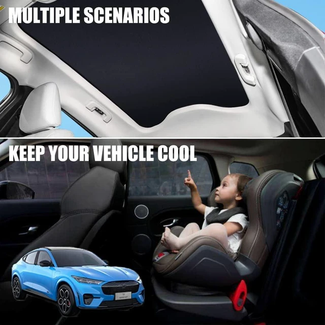 Alt view image 7 of 7 - for Ford Mustang 2021 2022 2023 2024 2025 Mach E Sunshade, Mach-E Accessories,Foldable Glass Roof Sunshade with Sunroof Reflective Covers,Blocks 99% UV Rays and Keep Cool(Black)