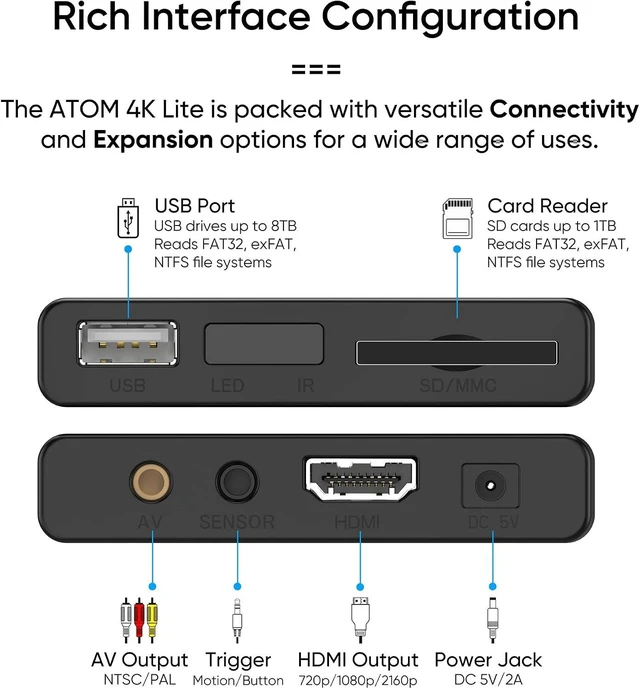 Alt view image 7 of 7 - NEUMI Atom 4K Lite Digital Trigger Media Player for USB Drives and SD Cards