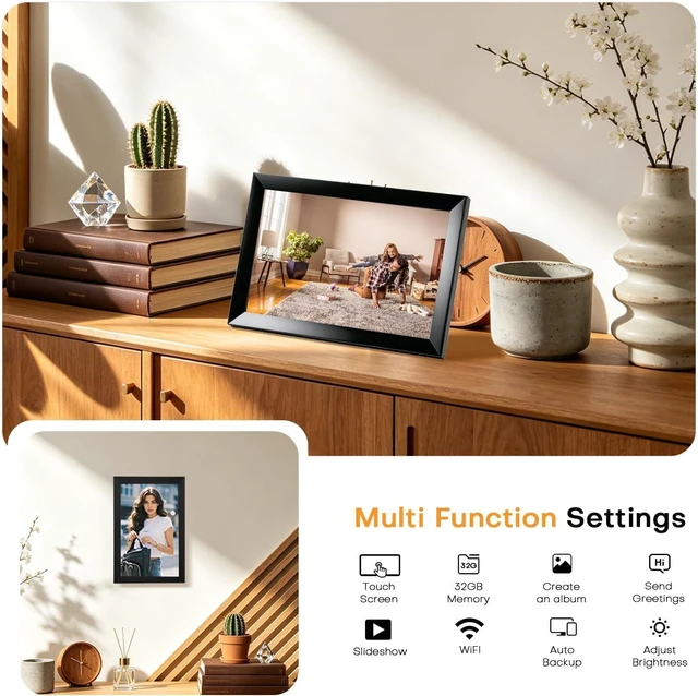 Alt view image 6 of 7 - 32GB Frameo 10.1 Inch Digital Picture Frame 1280x800 HD IPS