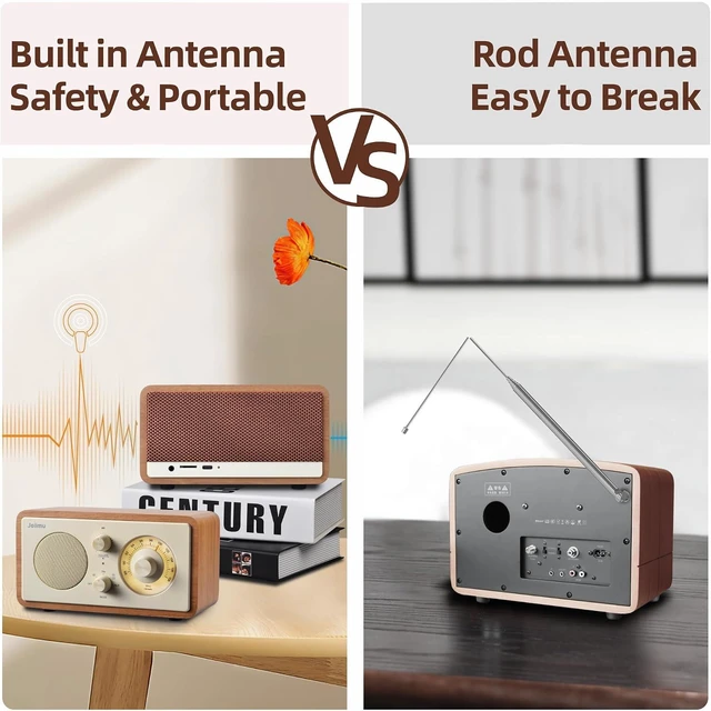 Alt view image 7 of 7 - Vintage Small Radio Bluetooth Speaker for Home Office Kitchen Decor