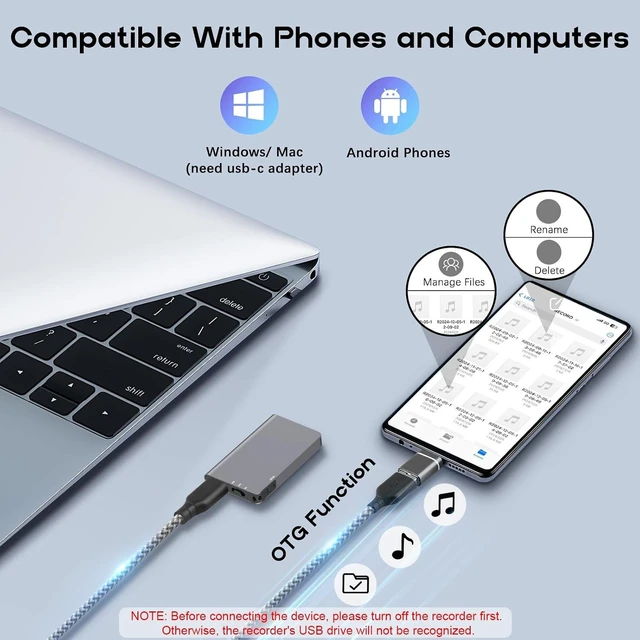 Alt view image 2 of 7 - 64GB Magnetic Voice Activated Recorder - 40 Hours Continuous Recording Device with AI-Intelligent Triple Noise Reduction - Portable Audio Recorder Device for Lectures Meetings Interviews