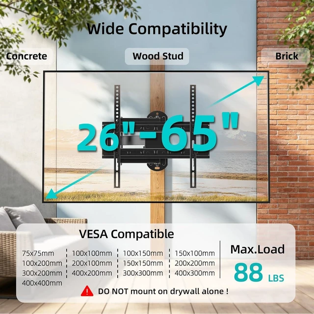 Alt view image 2 of 7 - Outdoor Full Motion TV Wall Mount for 2665 Flat & Curved TVs