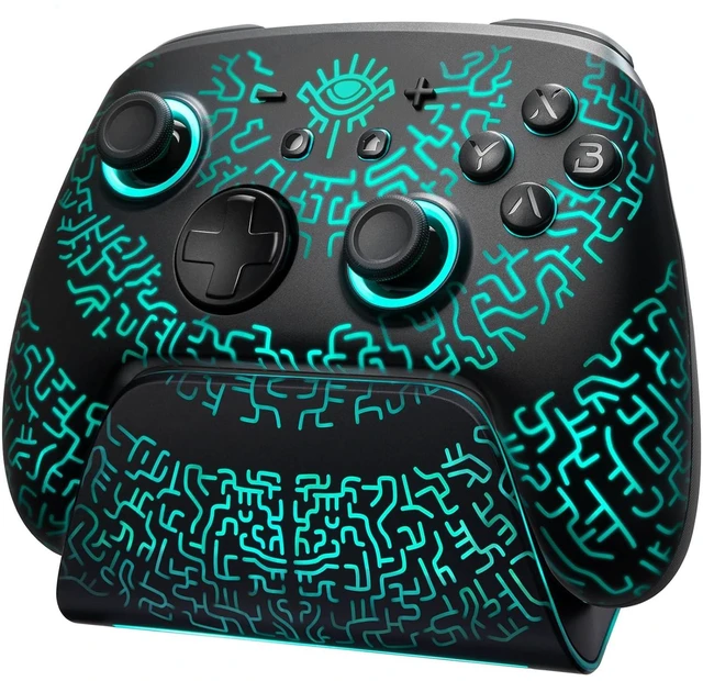 Main image of Switch 2 Wireless Controller with Charging Dock, Hall Effect Pro Controller for Switch 2/OLED/Steam Deck, Luminex Bluetooth Controles with Hidden Glow LED, Wake-Up, Turbo, Back Paddles & Motion