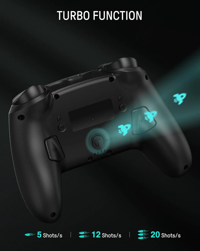 Alt view image 4 of 7 - Switch 2 Wireless Controller with Charging Dock, Hall Effect Pro Controller for Switch 2/OLED/Steam Deck, Luminex Bluetooth Controles with Hidden Glow LED, Wake-Up, Turbo, Back Paddles & Motion