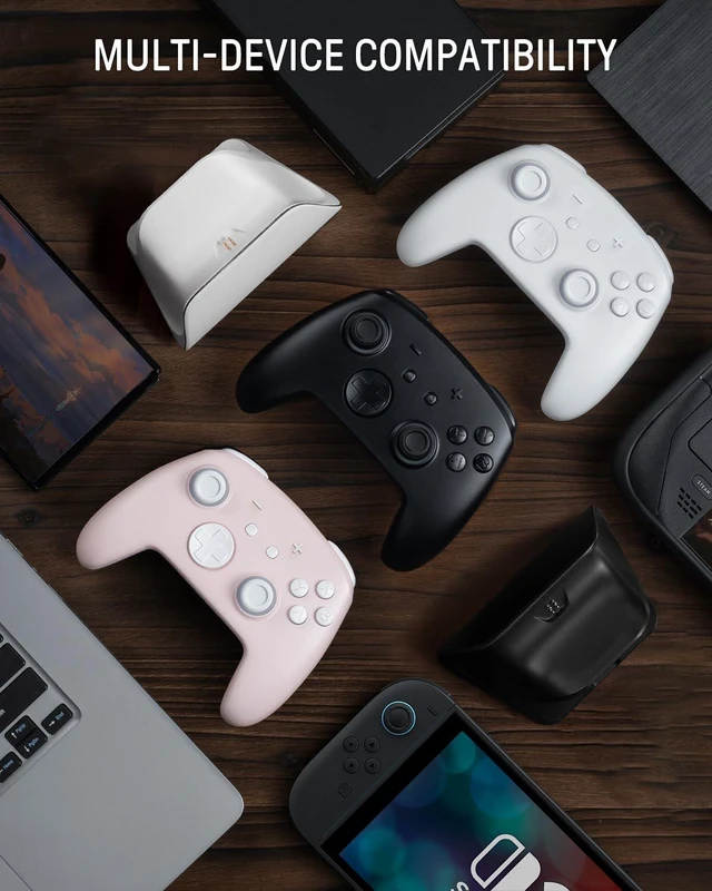 Alt view image 7 of 7 - Switch 2 Wireless Controller with Charging Dock, Hall Effect Pro Controller for Switch 2/OLED/Steam Deck, Luminex Bluetooth Controles with Hidden Glow LED, Wake-Up, Turbo, Back Paddles & Motion