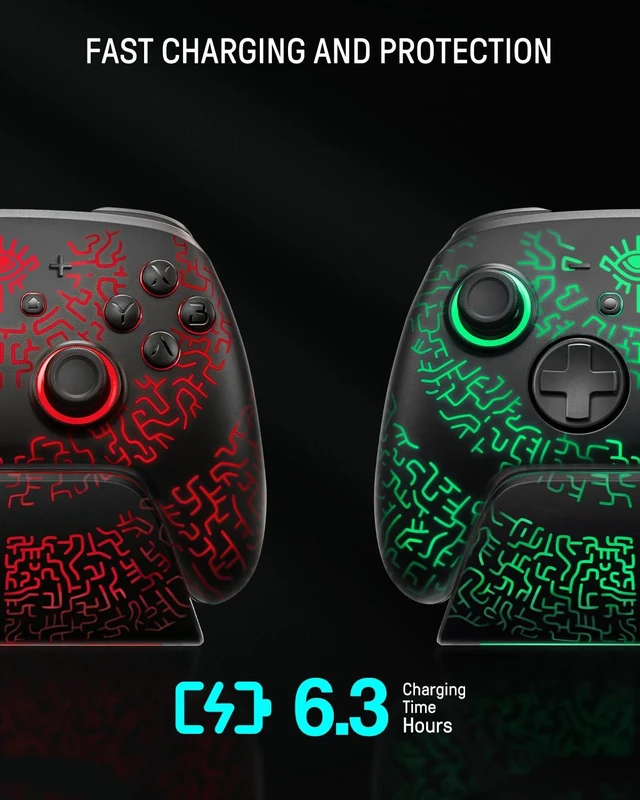 Alt view image 6 of 7 - Switch 2 Wireless Controller with Charging Dock, Hall Effect Pro Controller for Switch 2/OLED/Steam Deck, Luminex Bluetooth Controles with Hidden Glow LED, Wake-Up, Turbo, Back Paddles & Motion