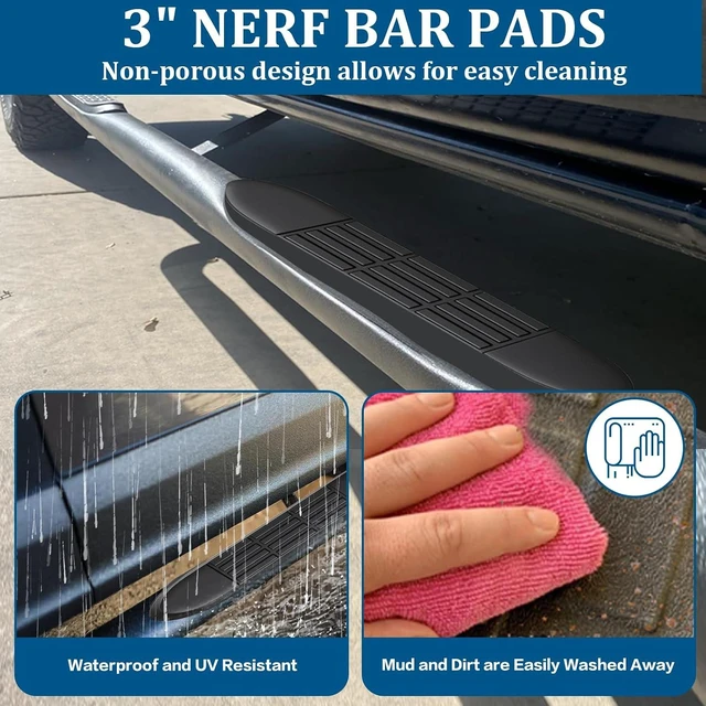 Alt view image 7 of 7 - Replacement Step Pad for 3" Round Nerf Bars Set of 4 Pack, 21" Long x 3" Wide, Durable Non-Slip Running Boards Replacement Pads with Rubber Mallet and 24 Pins