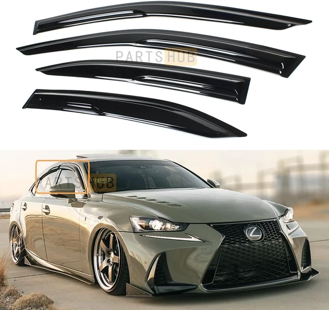 Alt view image 2 of 6 - Fits for 2014-2020 Lexus IS200t IS250 IS300 IS350 JDM Mugen Style Window Visors Rain Guards Deflector