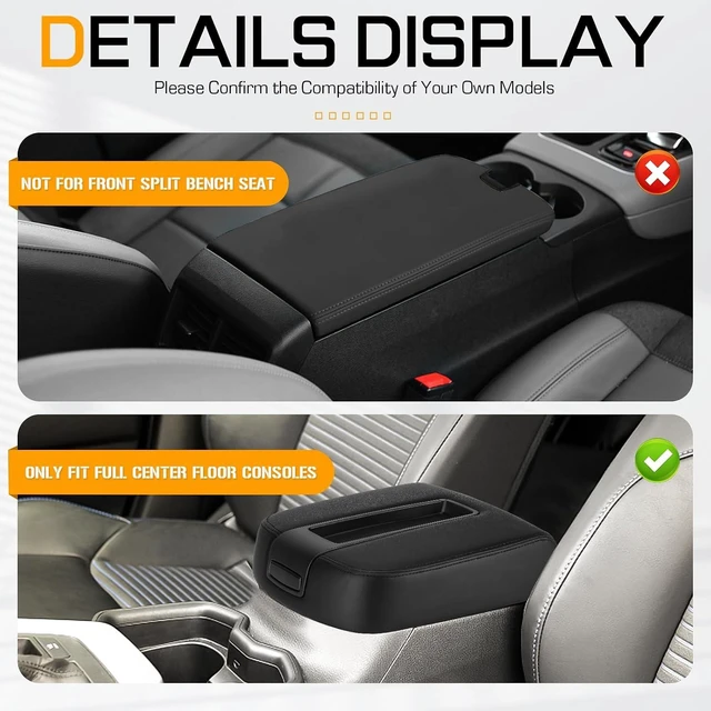 Alt view image 2 of 7 - Upgrade Black Center Console Armrest Lid Box Cover Fits for 2007-2014 Chevy Silverado Avalanche Tahoe Suburban, GMC Sierra Yukon XL Replace for 15217111 15941534 19328718, Easy Installation