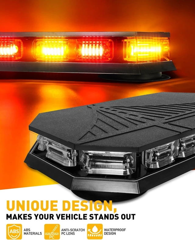 Alt view image 2 of 6 - 102LED Rooftop Strobe Lights Bar, Amber Red