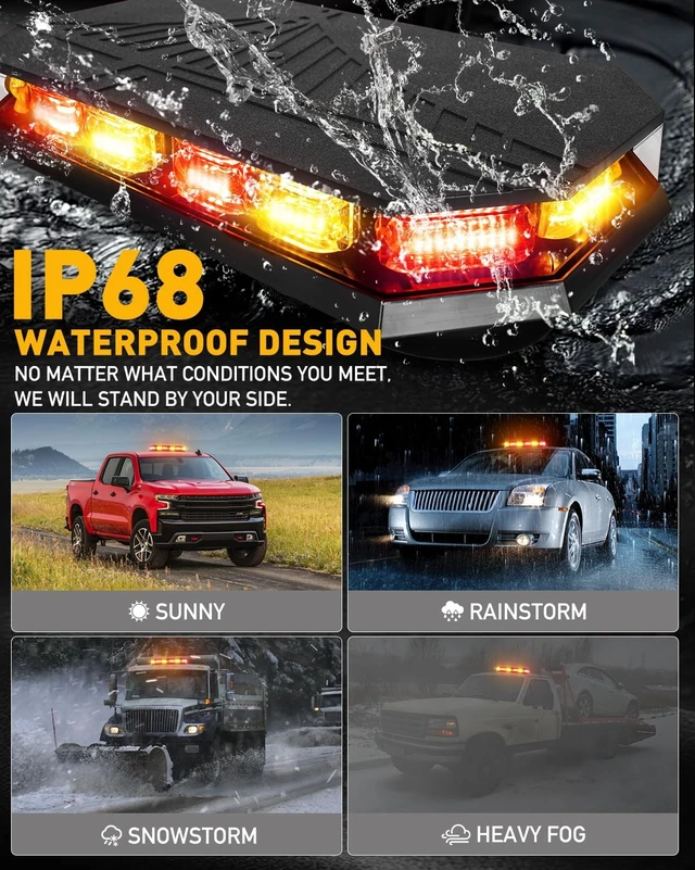 Alt view image 5 of 6 - 102LED Rooftop Strobe Lights Bar, Amber Red