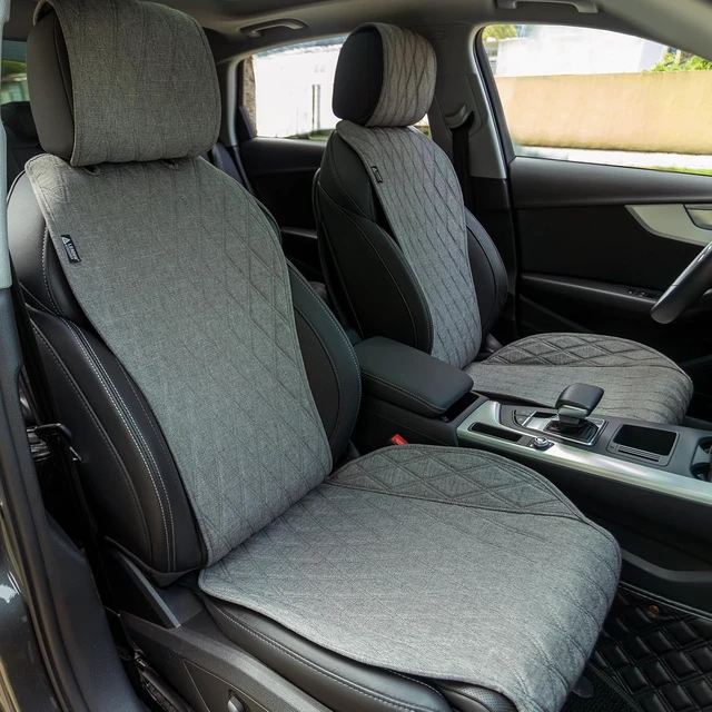 Alt view image 2 of 6 - 2pcs Sideless Front Seat Covers for All Seasons, Grey