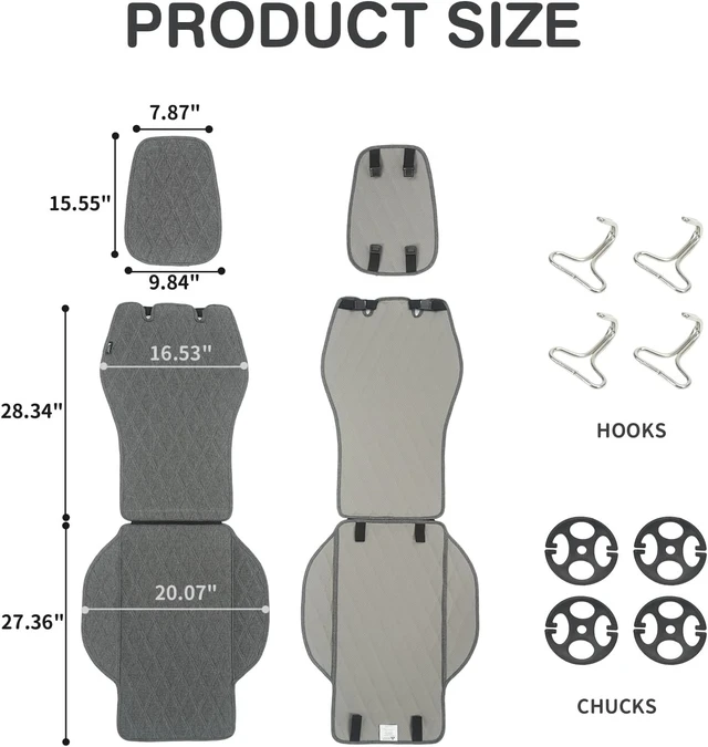 Alt view image 6 of 6 - 2pcs Sideless Front Seat Covers for All Seasons, Grey