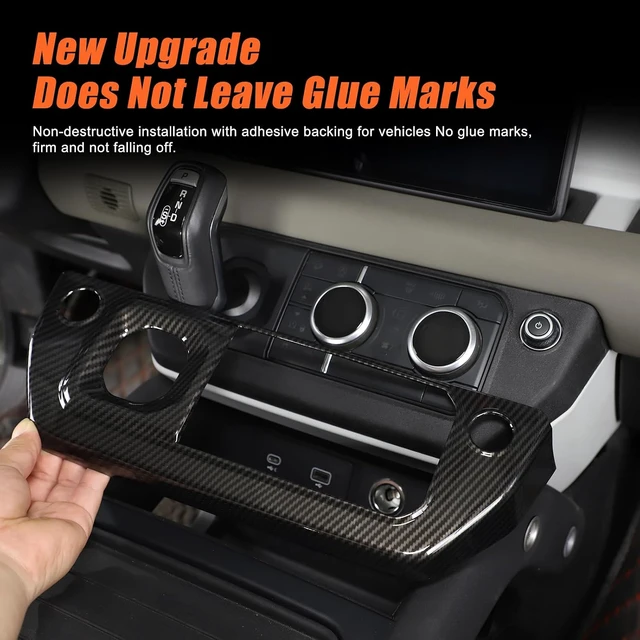 Alt view image 4 of 7 - Car Center Control Air Conditioning Button Frame Gear Shift Panel Frame Trim Compatible with Land Rover Defender 90 110 130 2020-2024 Air Conditioning Shifter Frame (Carbon Fiber Texture)