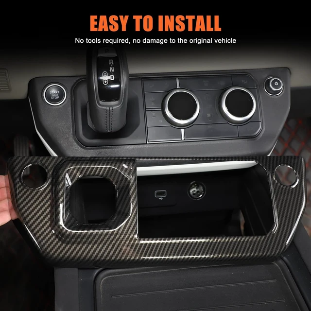 Alt view image 6 of 7 - Car Center Control Air Conditioning Button Frame Gear Shift Panel Frame Trim Compatible with Land Rover Defender 90 110 130 2020-2024 Air Conditioning Shifter Frame (Carbon Fiber Texture)