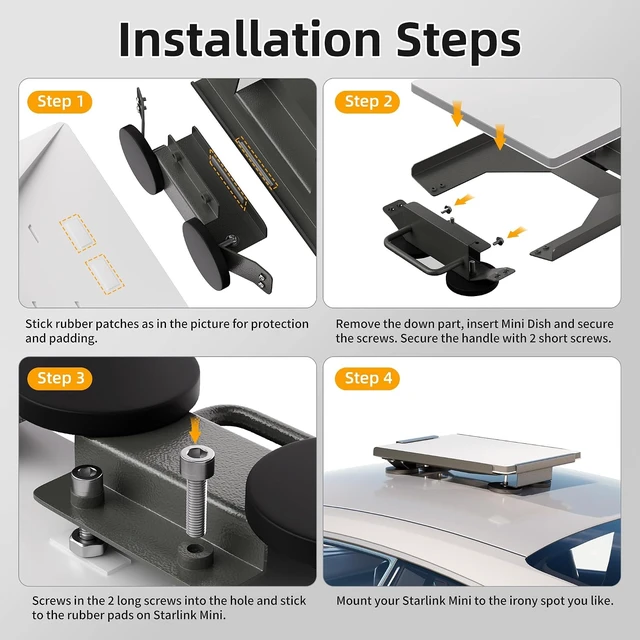 Alt view image 5 of 6 - Starlink Mini Mount Magnetic 264Lbs, No-Drill Roof Kit for RV/Truck