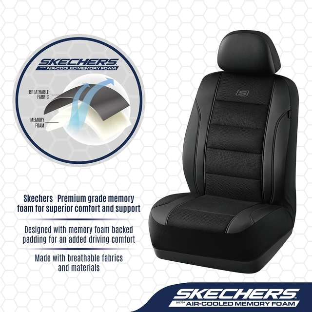 Alt view image 2 of 7 - Seat Covers, Air-Cooled Memory Foam Car Seat Covers Front Seats, Airbag Compatible,Universal Fit for Most Cars, SUVs, Vans and Trucks,Black