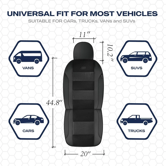 Alt view image 5 of 7 - Seat Covers, Air-Cooled Memory Foam Car Seat Covers Front Seats, Airbag Compatible,Universal Fit for Most Cars, SUVs, Vans and Trucks,Black