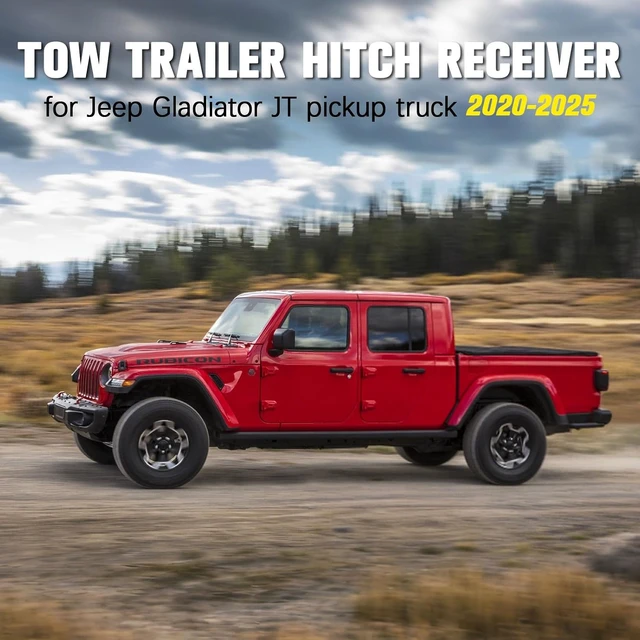 Alt view image 7 of 7 - 2" Class 3 Trailer Hitch Receiver for Jeep Gladiator 2020-2025 (Red)