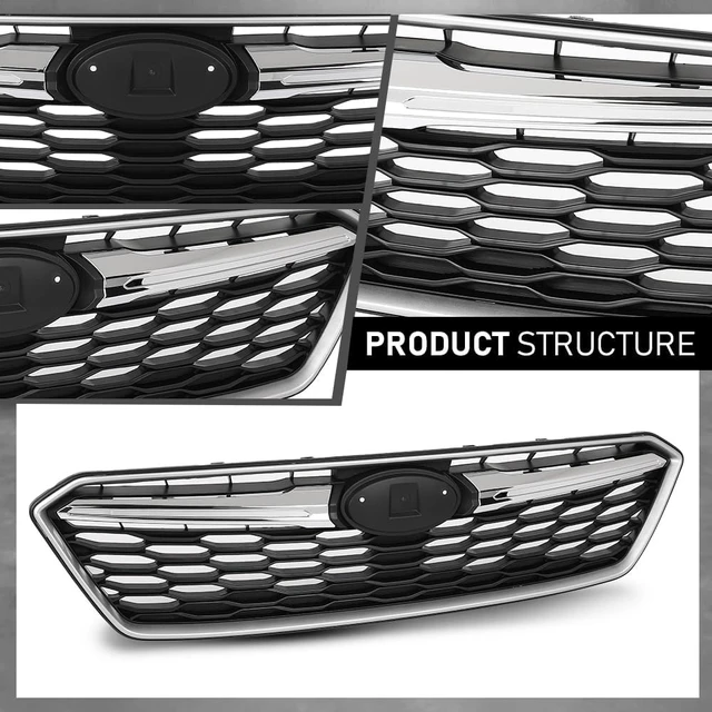 Alt view image 7 of 7 - Front Bumper Grille Grill Assembly Chrome SU1200170, SU1212105