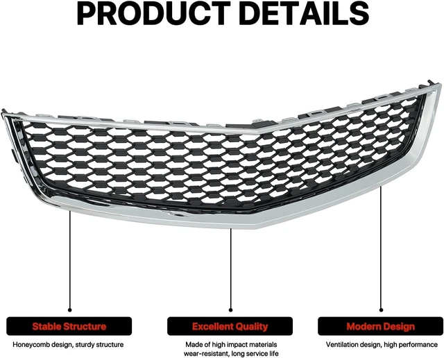 Alt view image 3 of 7 - Front Grille Fit For 2010-2015 Chevrolet Equinox Lower Bumper Grille