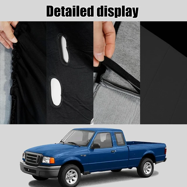 Alt view image 5 of 7 - 2Pcs Front 60/40 Cloth High Back Bench Seat Cover for Ford Ranger XLT & Mazda B-Series 1998 1999 2000 2001 2002 2003-Without Console Cover-Black